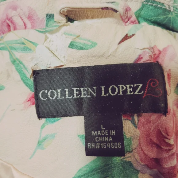 Colleen Lopez Colorful Floral Moto Zipper Jacket Sz- L - Picture 7 of 8